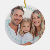 Tropical Palm Seas & Greetings Christmas Photo Keramisch Ornament (Voorkant)