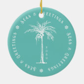 Tropical Palm Seas & Greetings Christmas Photo Keramisch Ornament (Achterkant)