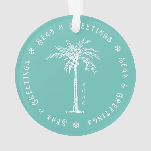 Tropical Palm Seas & Greetings Christmas Photo Ornament (achterkant)