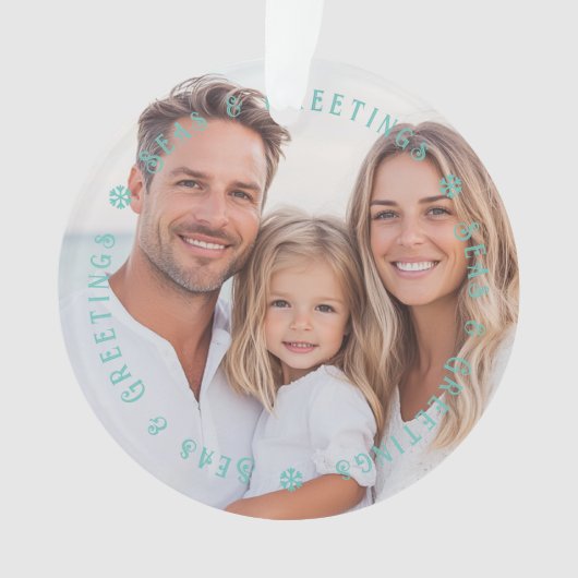 Tropical Palm Seas & Greetings Christmas Photo Ornament (voorkant)
