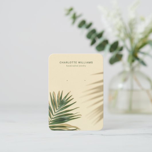 Tropical Palm Shadow Jewelry Display Kaart Visitekaartje (Staand voorkant)