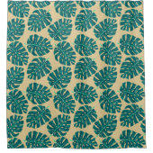 Tropical Palm Teal Beige Douchegordijn (Voorkant)