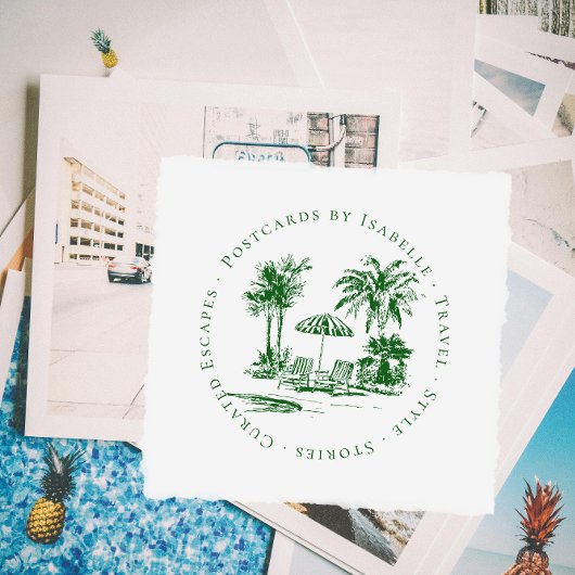 Tropical Palm Travel-blogger Logo | Custom Rubberstempel