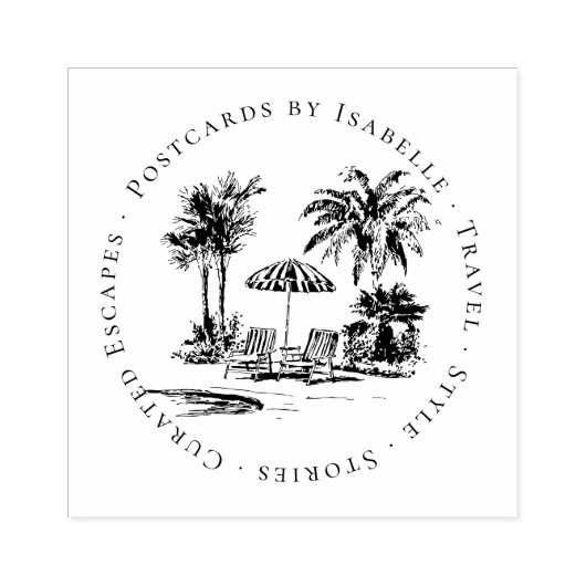 Tropical Palm Travel-blogger Logo | Custom Rubberstempel (Afrduk)