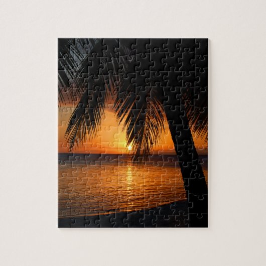 Tropical Palm Tree and Beach at Sunset Legpuzzel (Verticaal)