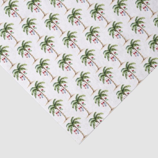 Tropical Palm Tree Beach Christmas Tissuepapier (Detail)