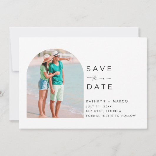 Tropical Palm Tree Beach Wedding  Save The Date (Achterkant)