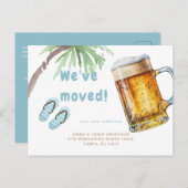 Tropical Palm Tree Beer Mok We hebben verhuisd Briefkaart (Voorkant / Achterkant)