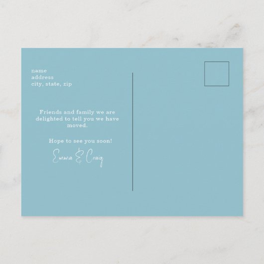 Tropical Palm Tree Beer Mok We hebben verhuisd Briefkaart (Achterkant)