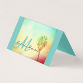 Tropical Palm Tree blauwgroen Monogram Notitiekaar Kaart (Voorkant)
