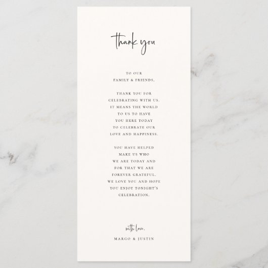 Tropical Palm Tree Bruiloft Menu en Dank u (Achterkant)