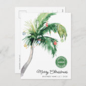 Tropical Palm Tree Coastal Business Logo Christmas Feestdagenkaart (Voorkant / Achterkant)
