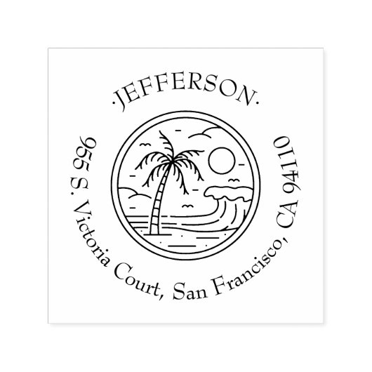 Tropical Palm Tree Custom  Retour Adres Zelfinktende Stempel (Design)