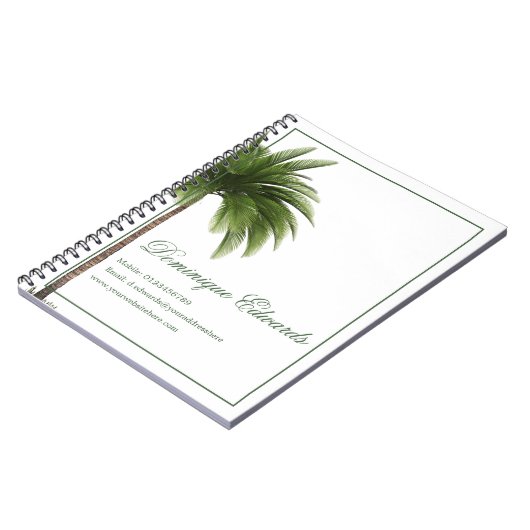 Tropical Palm Tree Green Stijlvolle Professional Notitieboek (Linkerzijde)