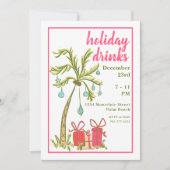 Tropical Palm Tree Holiday Drink feestuitnodiging Kaart (Voorkant)