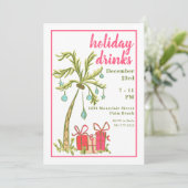 Tropical Palm Tree Holiday Drink feestuitnodiging Kaart (Staand voorkant)