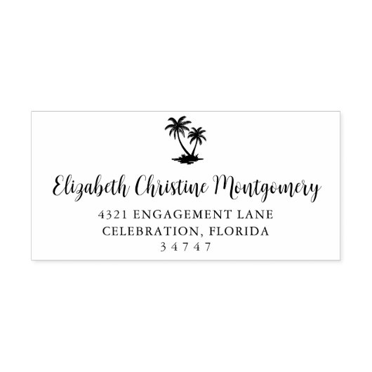 Tropical Palm Tree Home Adres Zelfinktende Stempel (Design)