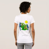 Tropical Palm Tree Hyacinth Macaw Art Tee Shirt (Achterkant volledig)