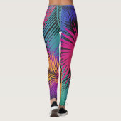 Tropical Palm Tree Leaves Jungle Rainbow Leggings (Achterkant)