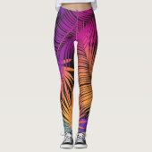 Tropical Palm Tree Leaves Jungle Rainbow Leggings (Voorkant)