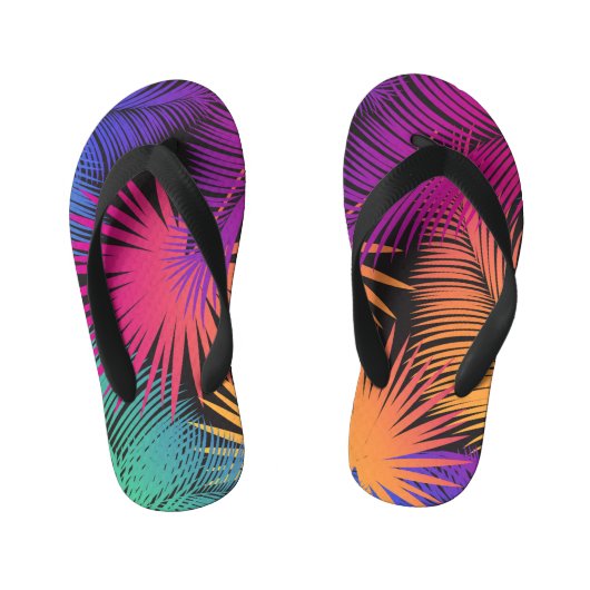 Tropical Palm Tree Leaves Pattern Watercolor Kinder Teenslippers (Voetbed)