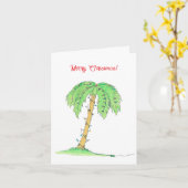 Tropical Palm Tree Merry Christmas Card w/ Lights! Kaart (Gele Bloem)
