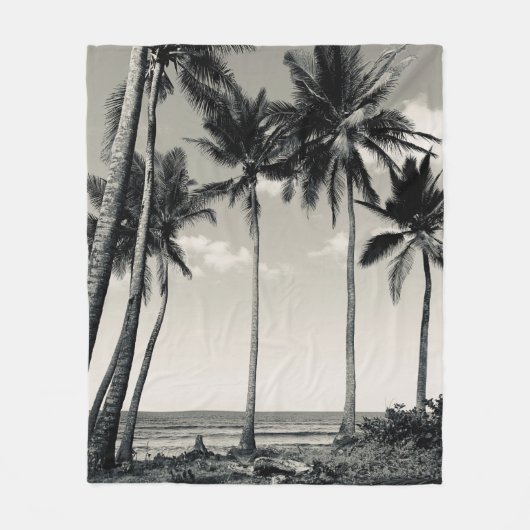 TROPICAL PALM TREE ON THE BEACH FLEECE DEKEN (Voorkant)