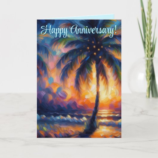 Tropical Palm Tree Personalized Anniversary Kaart (Voorkant)