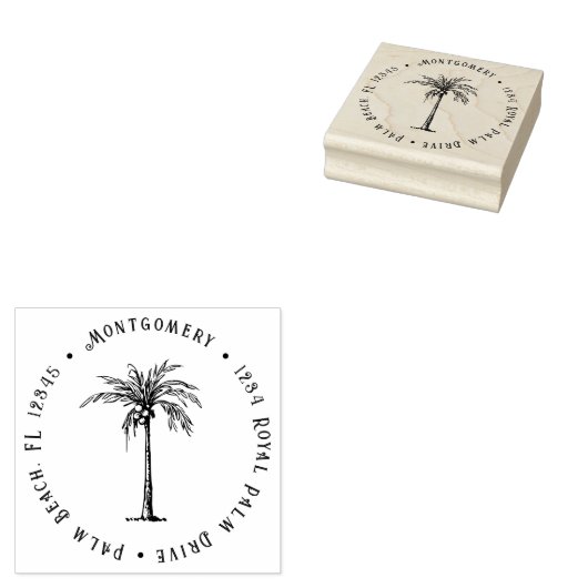 Tropical Palm Tree Personalized Return Address Rubberstempel (Gestempeld)