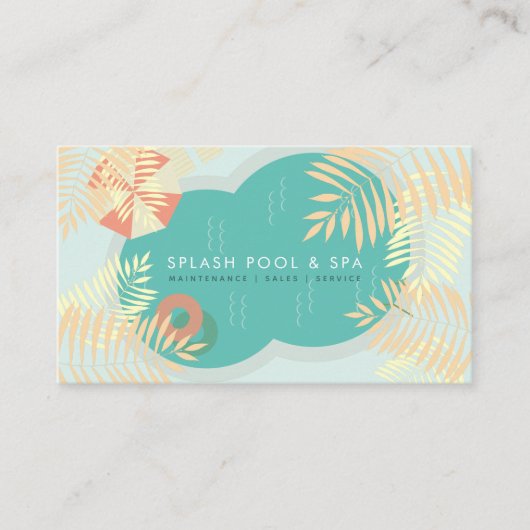 Tropical Palm Tree Pool Service Visitekaartje (Voorkant)