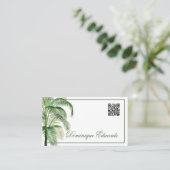 Tropical Palm Tree QR Code Green Professional Visitekaartje (Staand voorkant)