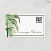Tropical Palm Tree QR Code Green Professional Visitekaartje (Voorkant)