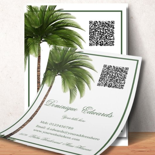 Tropical Palm Tree QR Code Stijlvol Flyer
