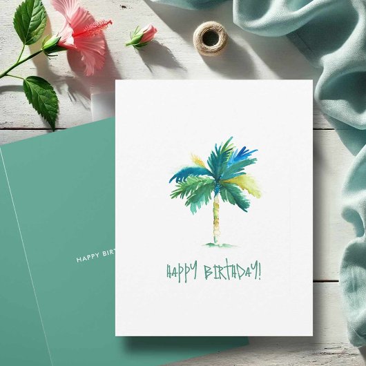 Tropical Palm Tree Wenskaart voor Verjaardag Feestdagen Kaart
