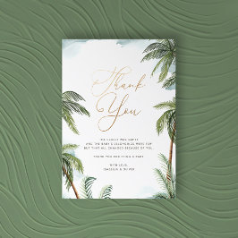Tropical Palm Trees Aloha Baby shower Gold Script Bedankkaart