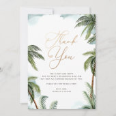 Tropical Palm Trees Aloha Baby shower Gold Script Bedankkaart (Voorkant)
