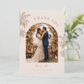 Tropical Palm Trees Beach Destination Wedding Bedankkaart (Staand voorkant)