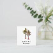 Tropical Palm Trees Boho Elegant Professional Vierkante Visitekaartje (Staand voorkant)