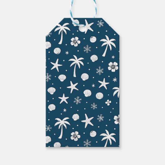Tropical Palm Trees Coastal Christmas  Cadeaulabel (Voorkant)