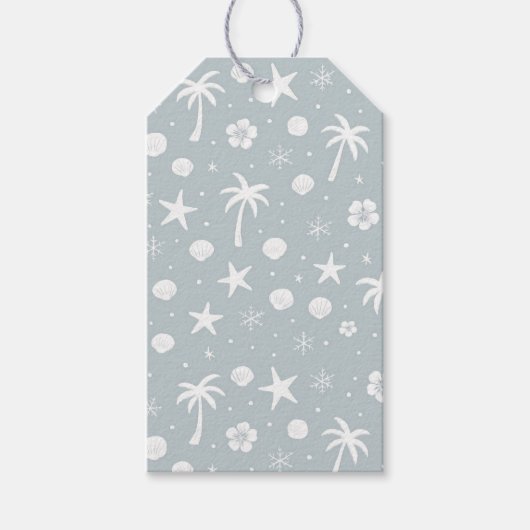 Tropical Palm Trees Coastal Christmas Cadeaulabel (Voorkant)