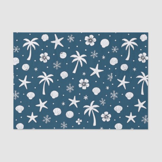 Tropical Palm Trees Coastal Christmas  Tissuepapier (Voorkant)