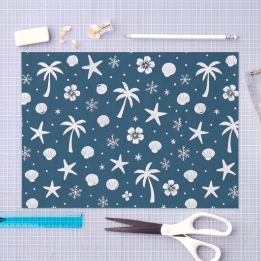 Tropical Palm Trees Coastal Christmas  Tissuepapier (Craft)