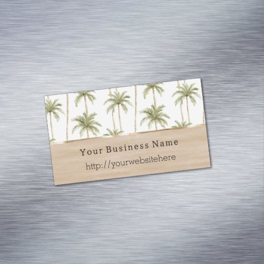 Tropical Palm Trees Cream Business name website Magnetisch Visitekaartje (Voorbeeld)