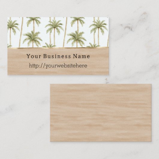 Tropical Palm Trees Cream Business name website Visitekaartje (Voorkant / Achterkant)