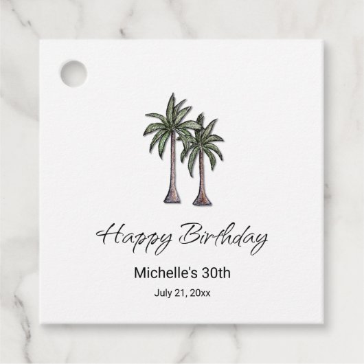 Tropical Palm Trees Elegant 30th Birthday Party Bedankjes Labels (Voorkant)