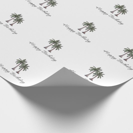 Tropical Palm Trees Elegant 30th Birthday Party Cadeaupapier (Hoek)