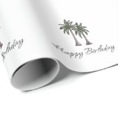 Tropical Palm Trees Elegant 30th Birthday Party Cadeaupapier (Rol Hoek)