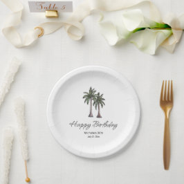 Tropical Palm Trees Elegant 30th Birthday Party Papieren Bordje