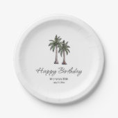 Tropical Palm Trees Elegant 30th Birthday Party Papieren Bordje (Voorkant)