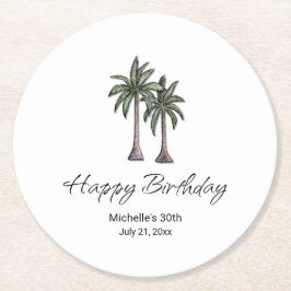 Tropical Palm Trees Elegant 30th Birthday Party Ronde Kartonnen Onderzetter